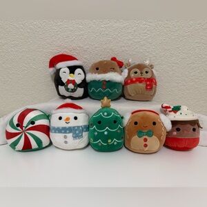 Squishmallows Christmas Holiday Stuffed Animals Mini Set - Red, Green, White